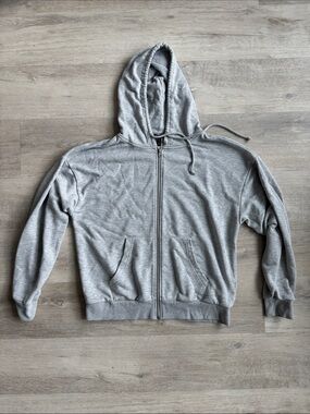 Gray Full-Zip Hooded Sweater